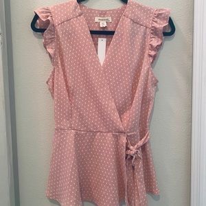 Blush wrap peplum top